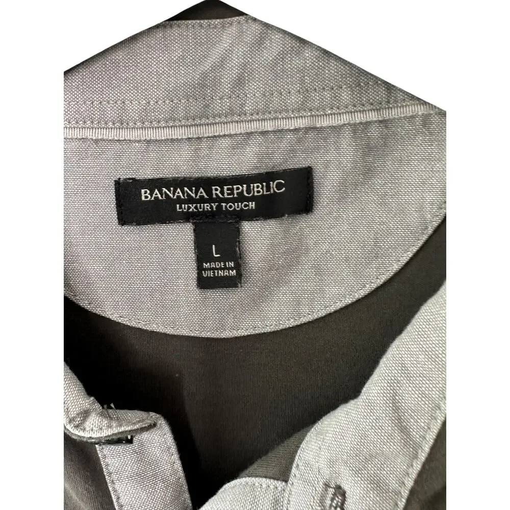 Banana Republic Luxury Touch Gray Short Sleeve Polo Shirt Men's Large